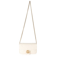 Gucci White Matelassé Chevron Leather GG Marmont Mini Bag w/ Wallet