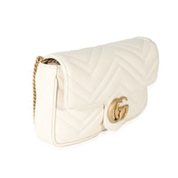 Gucci White Matelassé Chevron Leather GG Marmont Mini Bag w/ Wallet