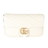 Gucci White Matelassé Chevron Leather GG Marmont Mini Bag w/ Wallet