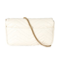 Gucci White Matelassé Chevron Leather GG Marmont Mini Bag w/ Wallet