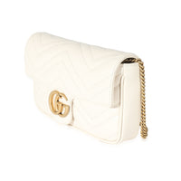 Gucci White Matelassé Chevron Leather GG Marmont Mini Bag w/ Wallet