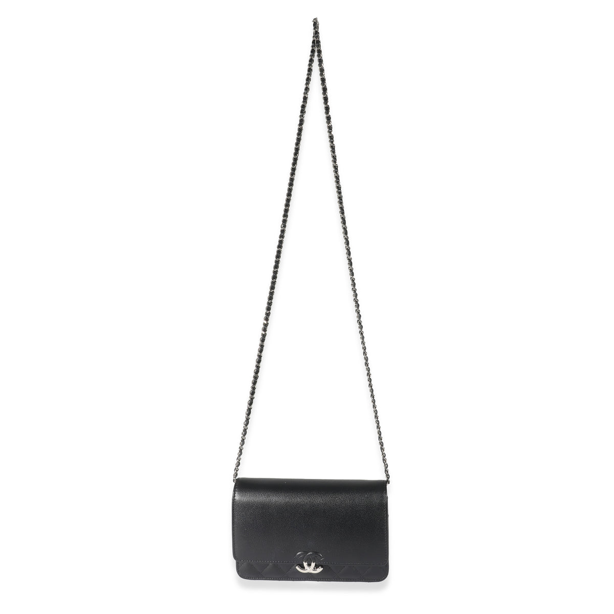 Chanel Black Quilted Calfskin CC Box Wallet On Chain