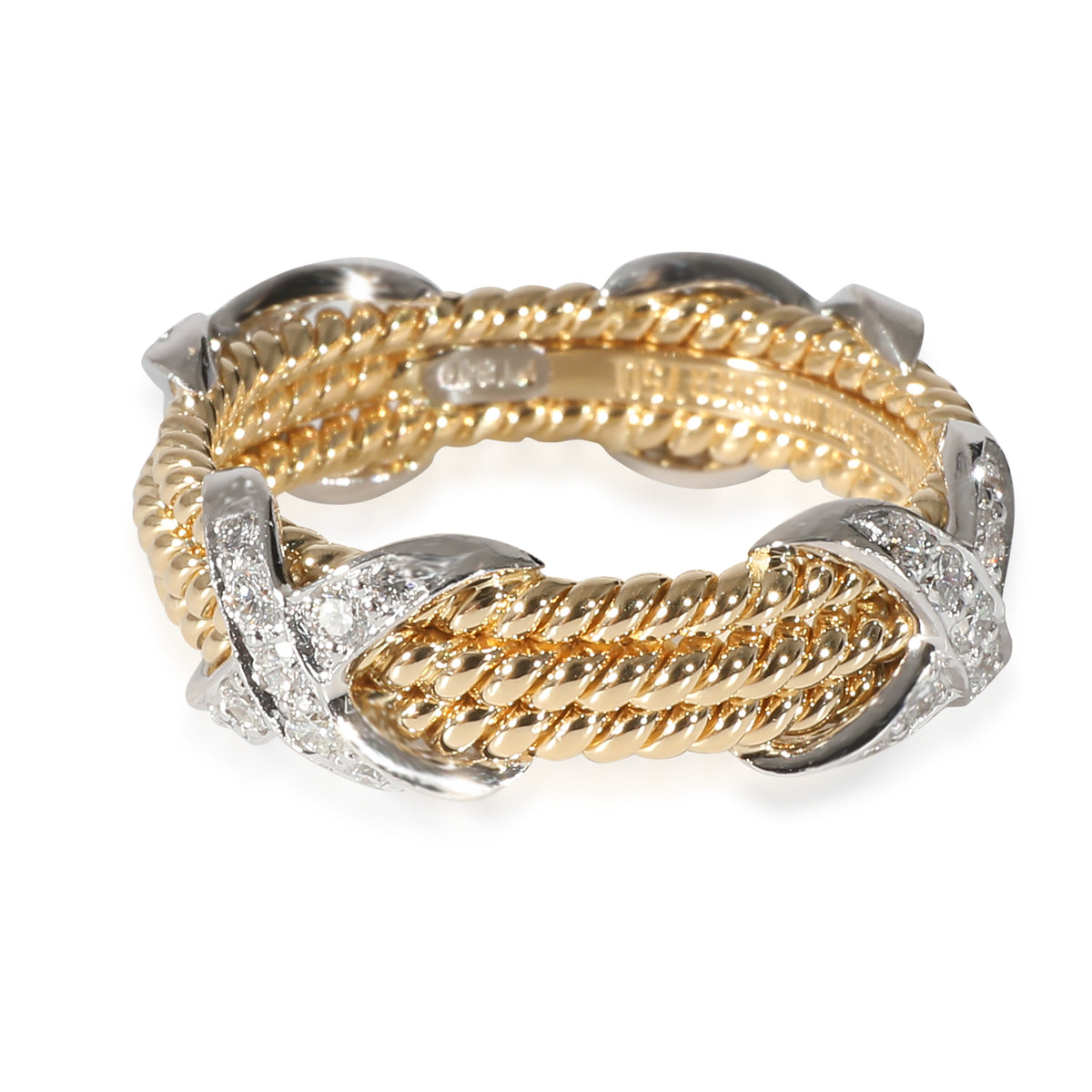 Tiffany & Co. Schlumberger Diamond X Ring in 18KT Yellow Gold/Platinum