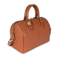 Louis Vuitton Cognac Giant Monogram Empreinte Speedy Bandouliere 25