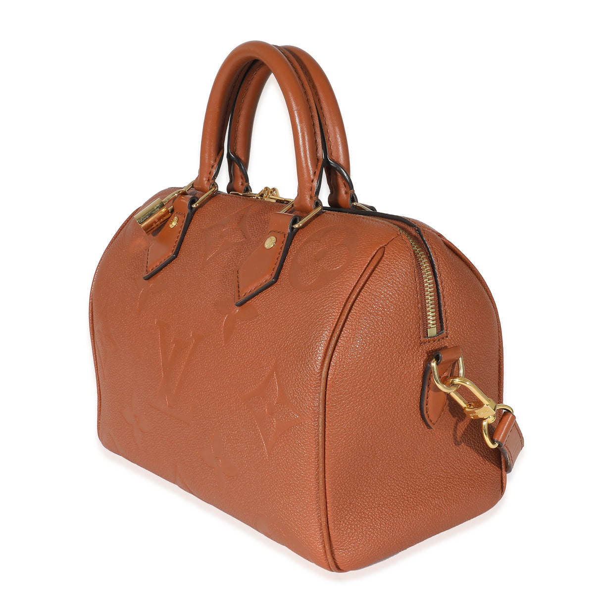 Louis Vuitton Cognac Giant Monogram Empreinte Speedy Bandouliere 25