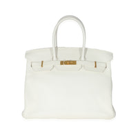 Hermes Blanc Clemence Togo Birkin 35 GHW