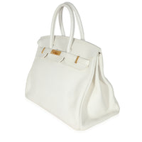 Hermes Blanc Clemence Togo Birkin 35 GHW