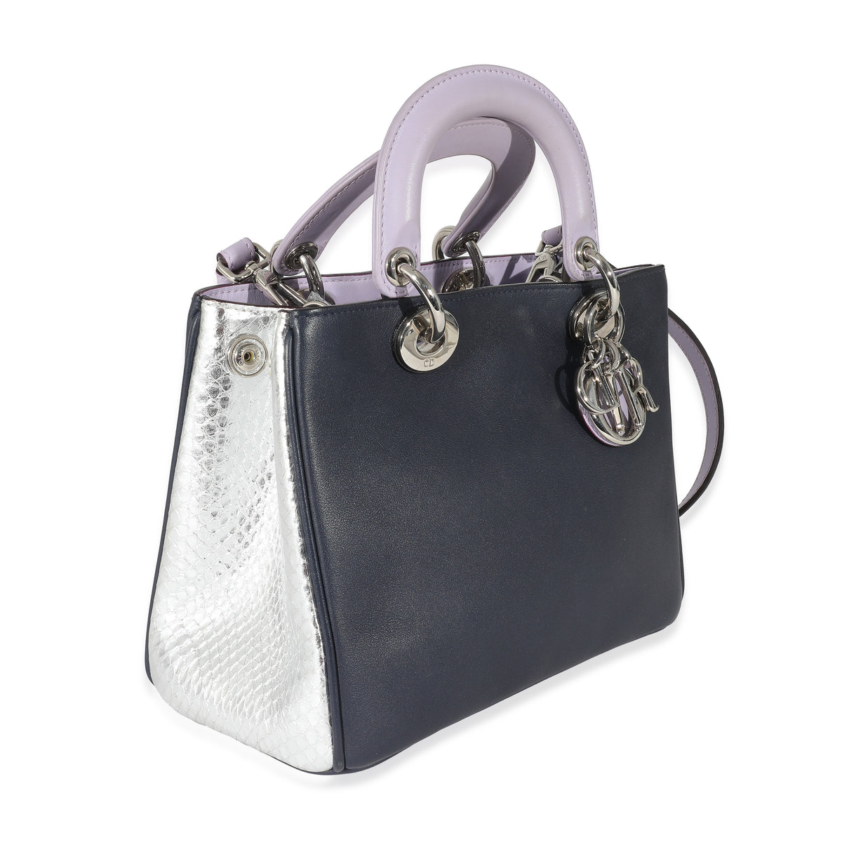 Christian Dior Tricolor Calfskin Silver Watersnake Mini Diorissimo