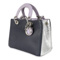 Christian Dior Tricolor Calfskin Silver Watersnake Mini Diorissimo