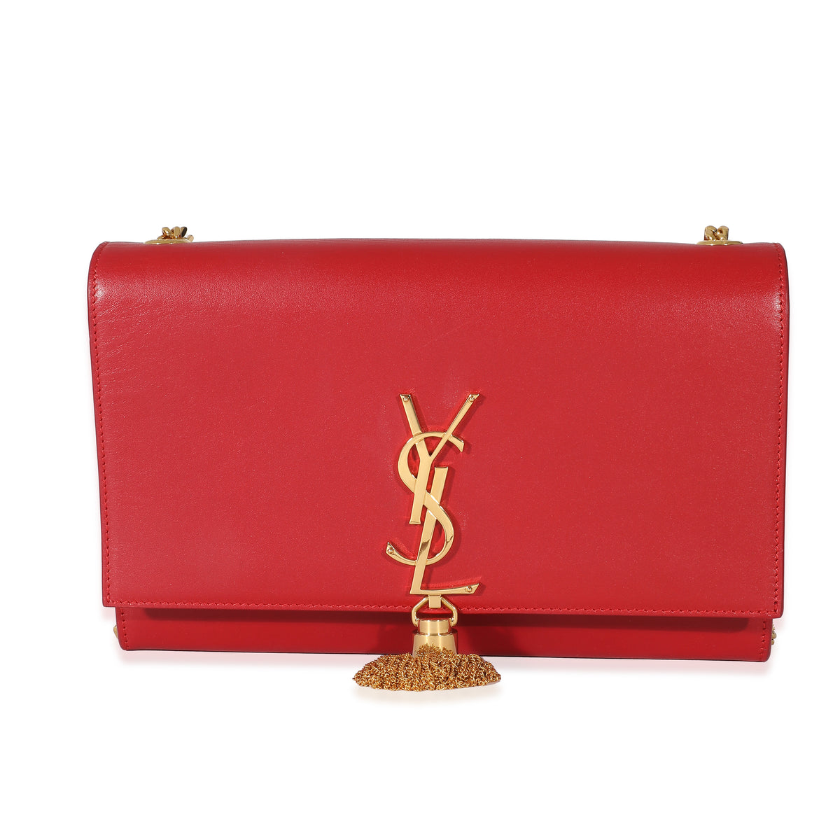 Saint Laurent Smooth Red Calfskin Medium Kate Tassel Bag