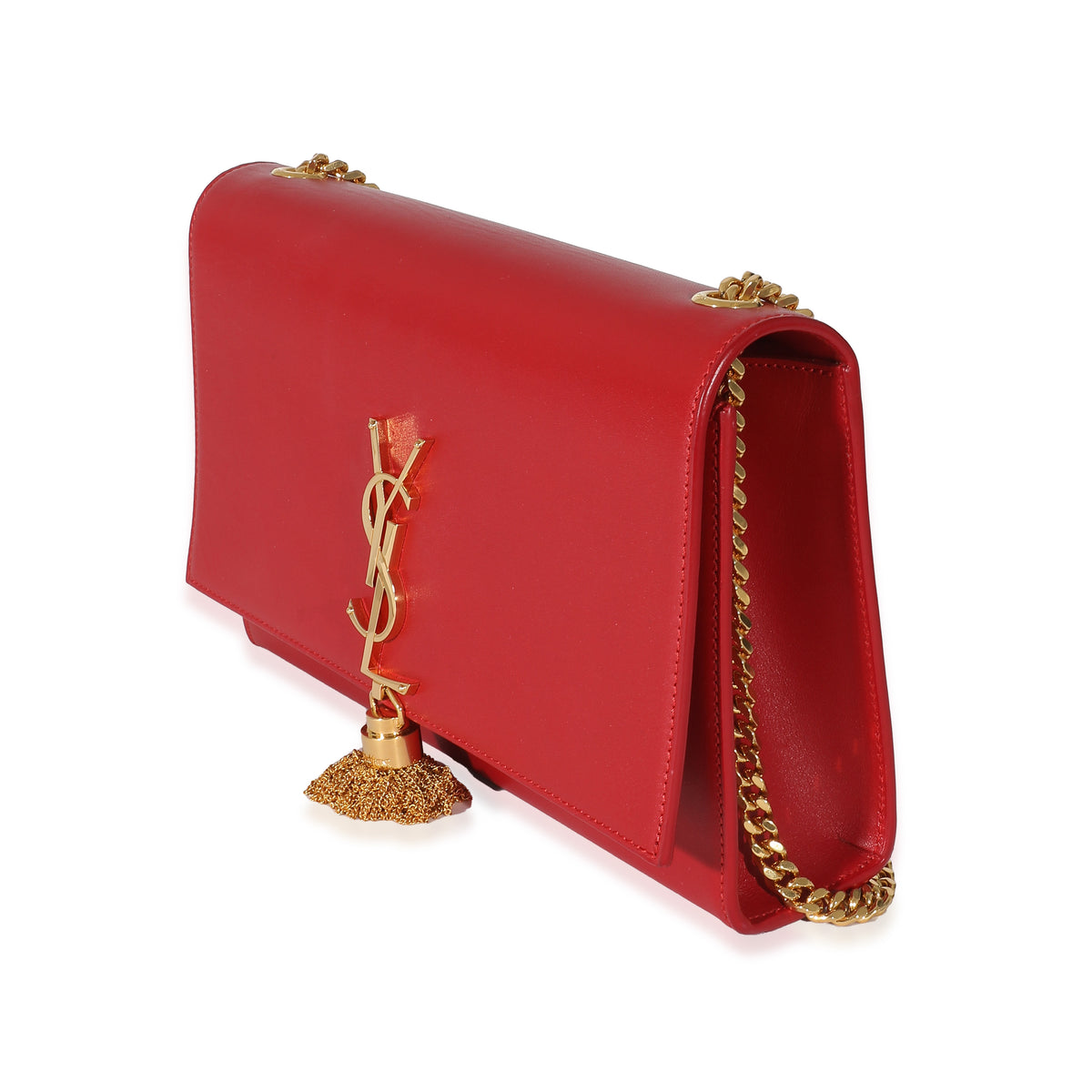 Saint Laurent Smooth Red Calfskin Medium Kate Tassel Bag