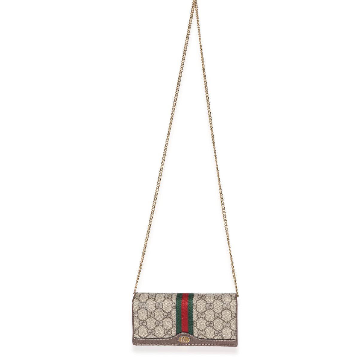 Gucci Beige Ebony GG Supreme Canvas Ophidia GG Chain Wallet