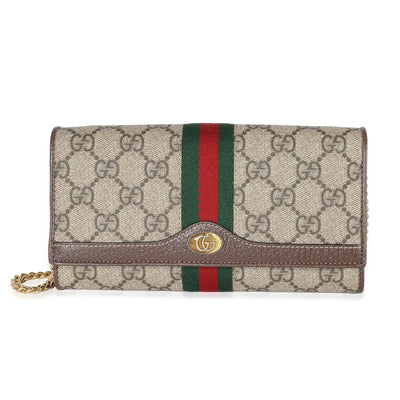 Gucci Beige Ebony GG Supreme Canvas Ophidia GG Chain Wallet