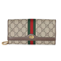 Gucci Beige Ebony GG Supreme Canvas Ophidia GG Chain Wallet