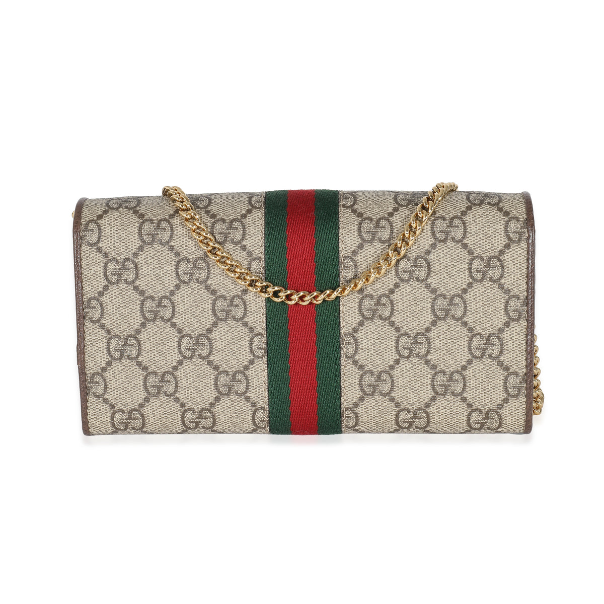 Gucci Beige Ebony GG Supreme Canvas Ophidia GG Chain Wallet