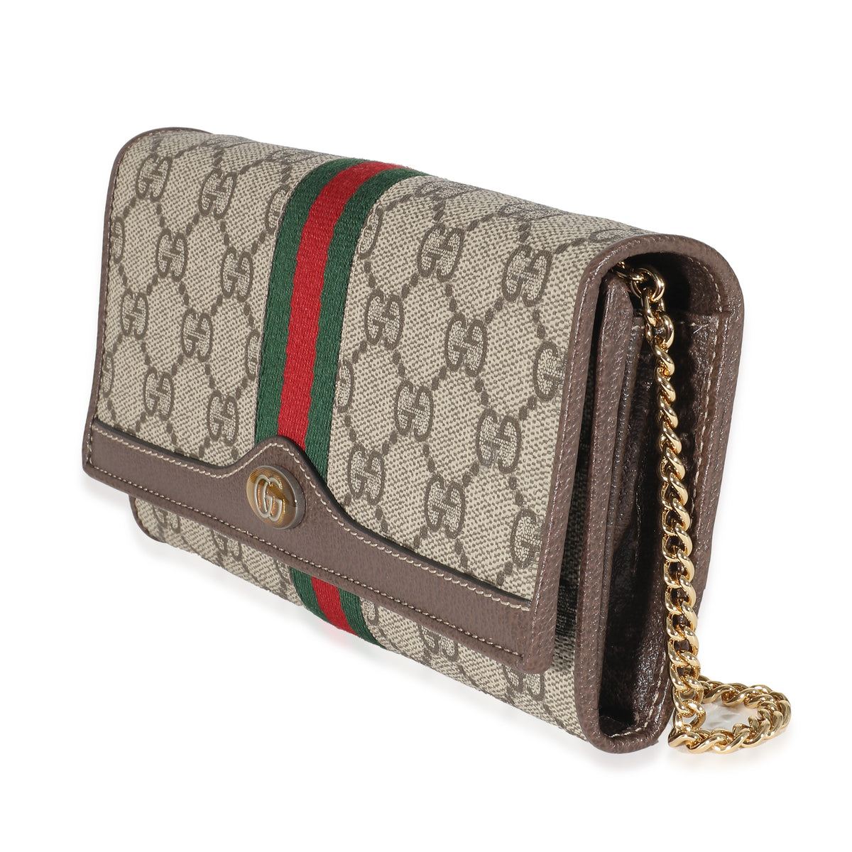 Gucci Beige Ebony GG Supreme Canvas Ophidia GG Chain Wallet