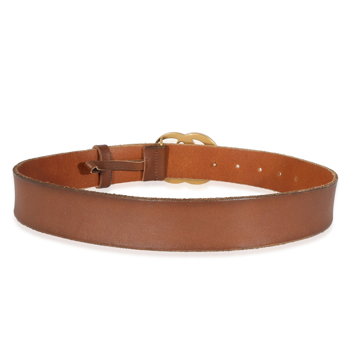 Gucci Brown Leather Double G Buckle Belt 80/32