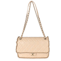 Chanel Beige Crumpled Calfskin Medium Chain All Over Flap Bag