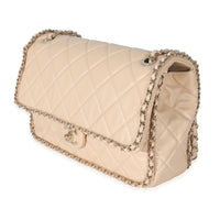 Chanel Beige Crumpled Calfskin Medium Chain All Over Flap Bag