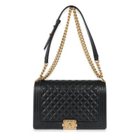 Chanel Black Quilted Caviar New Medium Boy Bag