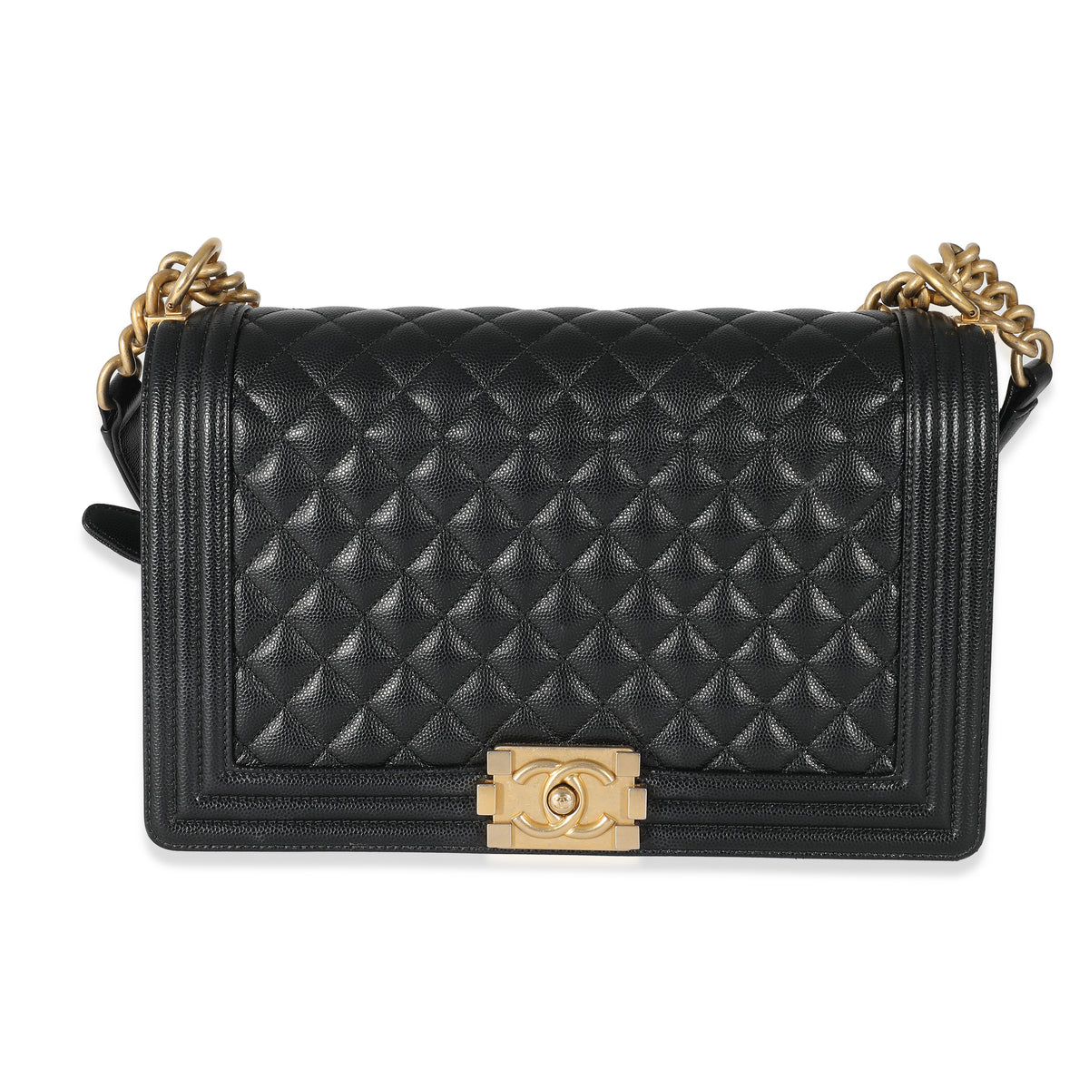 Chanel Black Quilted Caviar New Medium Boy Bag