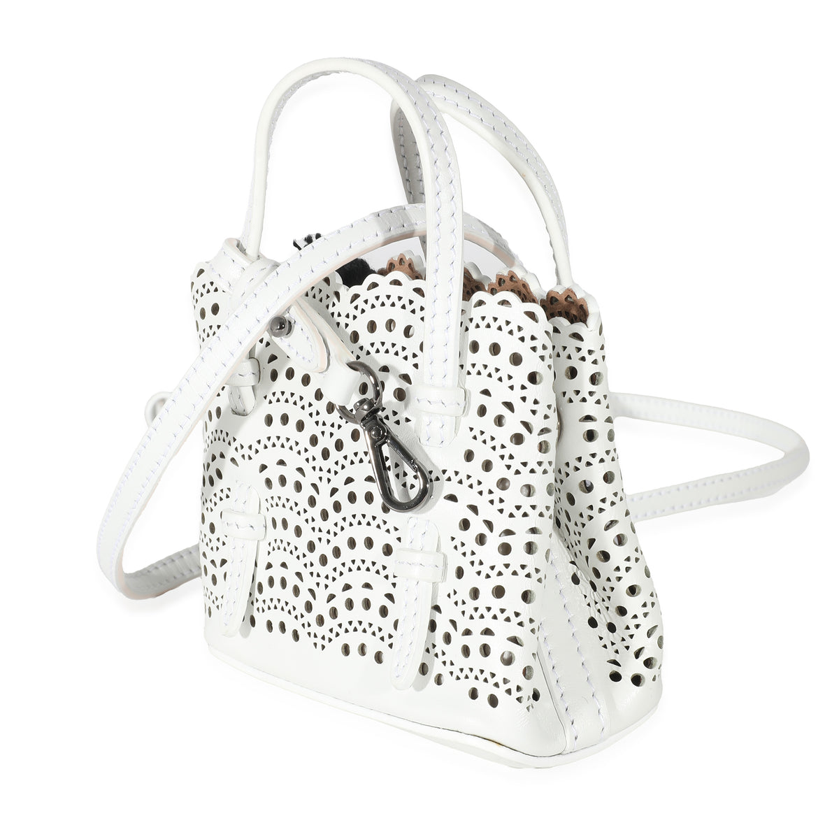 Alaia Blanc Optique Calfskin Mini Mina Bag