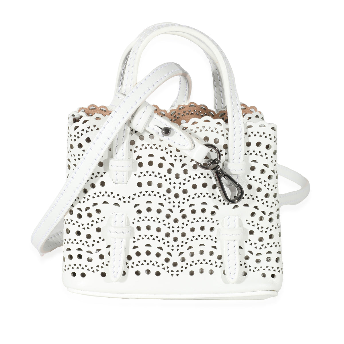 Alaia Blanc Optique Calfskin Mini Mina Bag