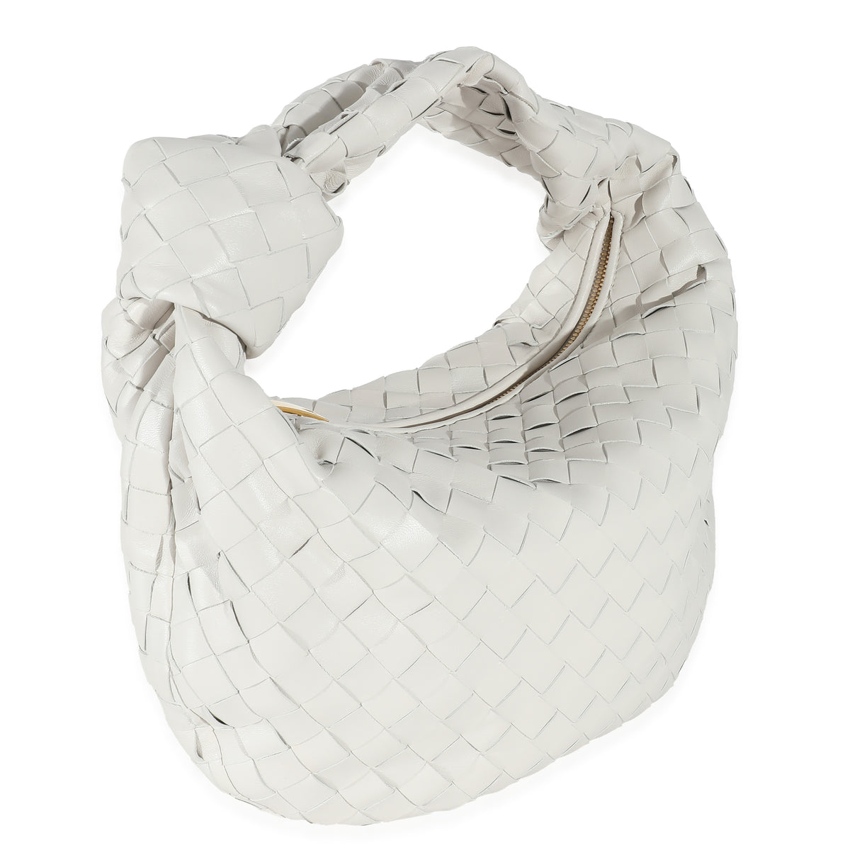 Bottega Veneta White Intrecciato Lambskin Teen Jodie