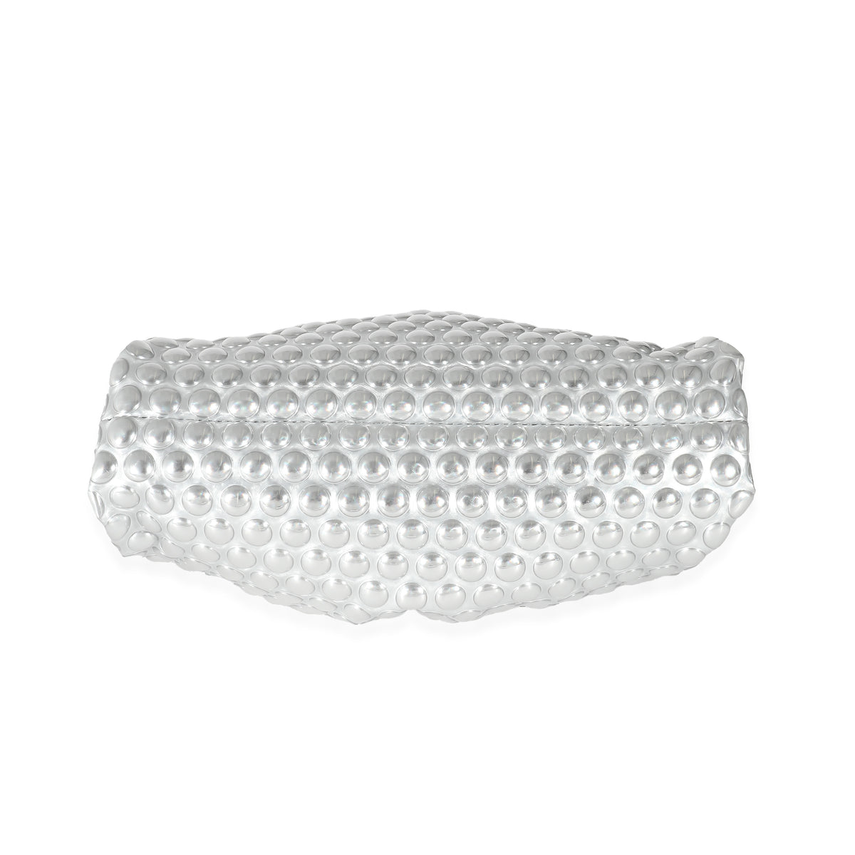 Bottega Veneta Silver Metallic Bubble Wrap Leather The Mini Pouch