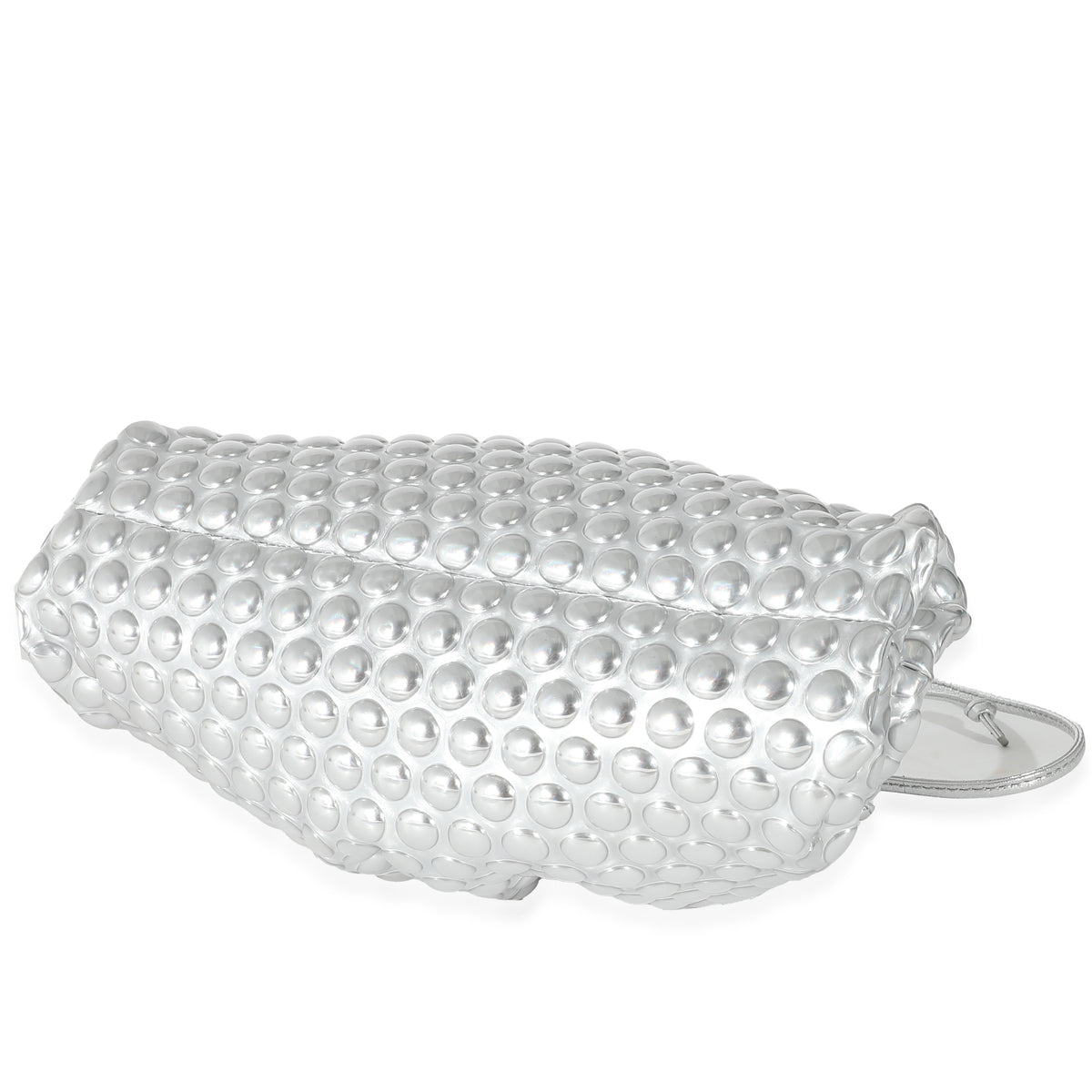 Bottega Veneta Silver Metallic Bubble Wrap Leather The Mini Pouch