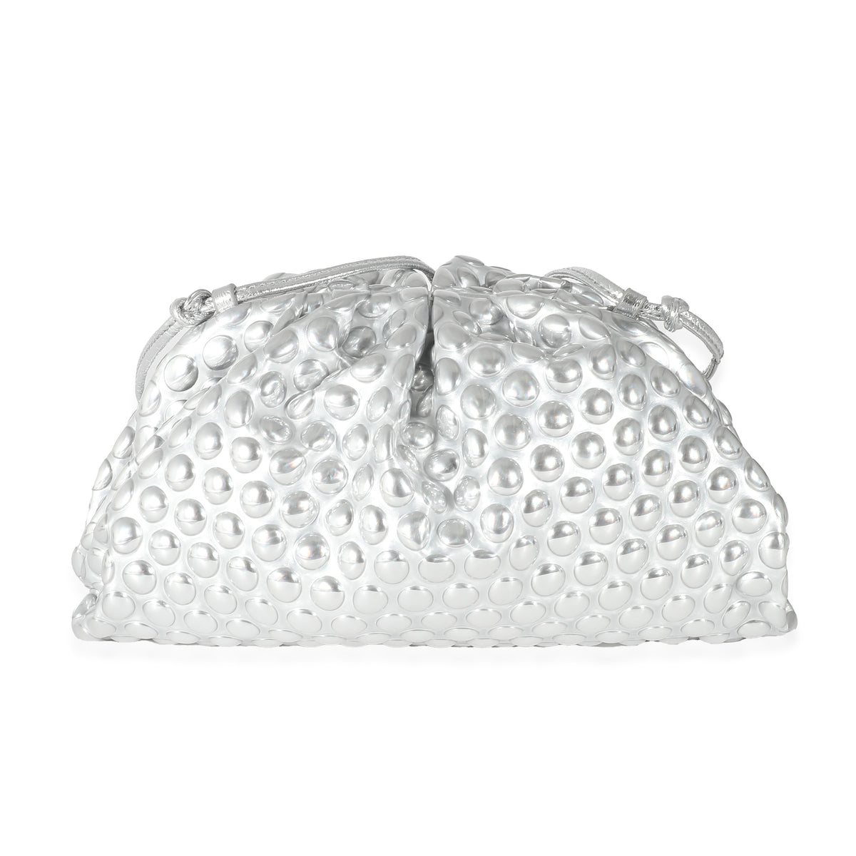 Bottega Veneta Silver Metallic Bubble Wrap Leather The Mini Pouch