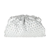 Bottega Veneta Silver Metallic Bubble Wrap Leather The Mini Pouch