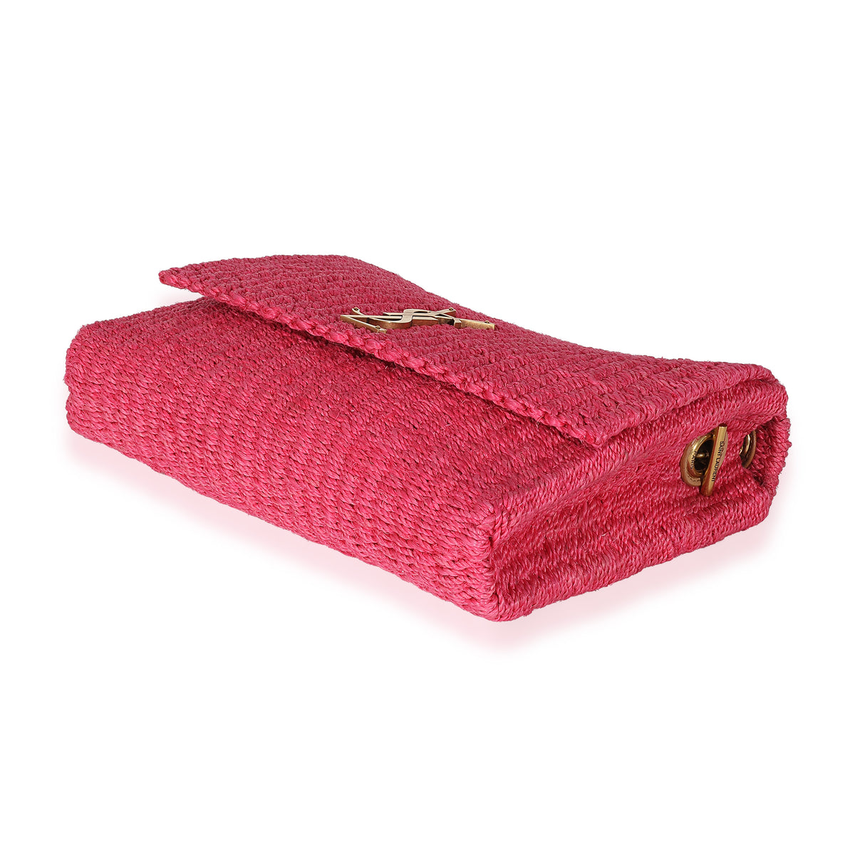 Saint Laurent Pink Woven Sisal Medium Kate Bag