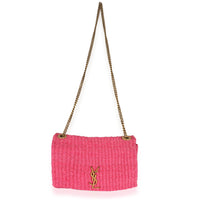 Saint Laurent Pink Woven Sisal Medium Kate Bag