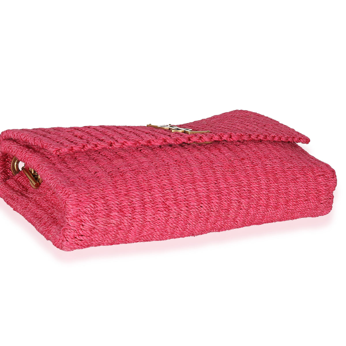 Saint Laurent Pink Woven Sisal Medium Kate Bag