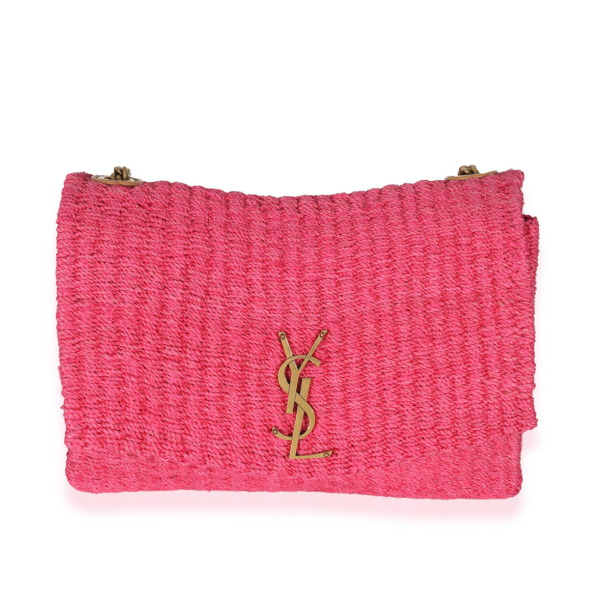 Saint Laurent Pink Woven Sisal Medium Kate Bag