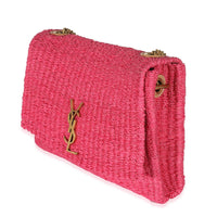 Saint Laurent Pink Woven Sisal Medium Kate Bag