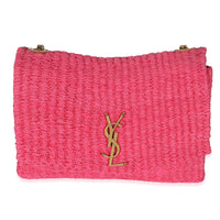  Saint Laurent Pink Woven Sisal Medium Kate Bag