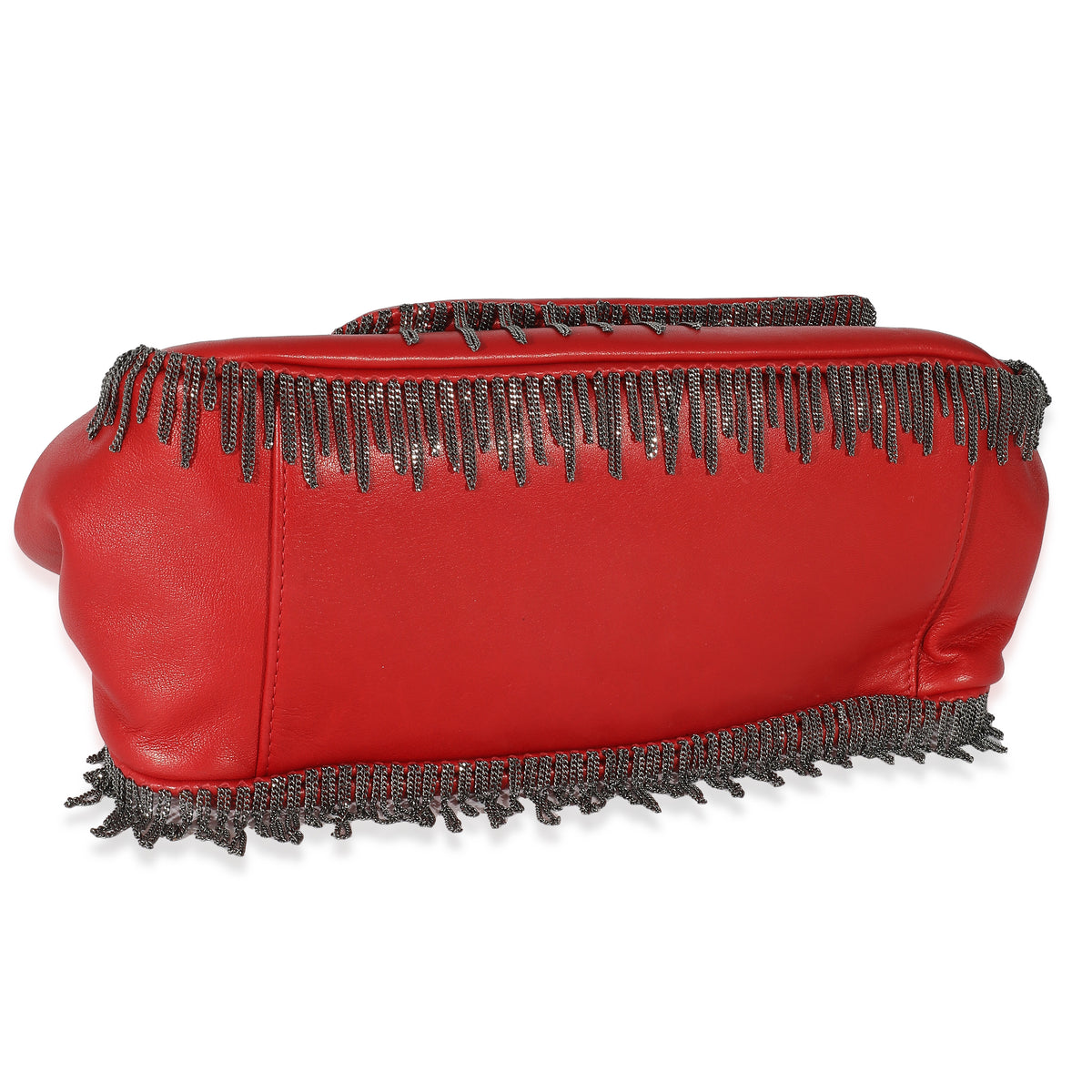 Chanel Red Lambskin Chain Fringe Accordion Flap Bag