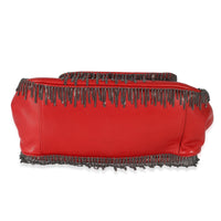 Chanel Red Lambskin Chain Fringe Accordion Flap Bag