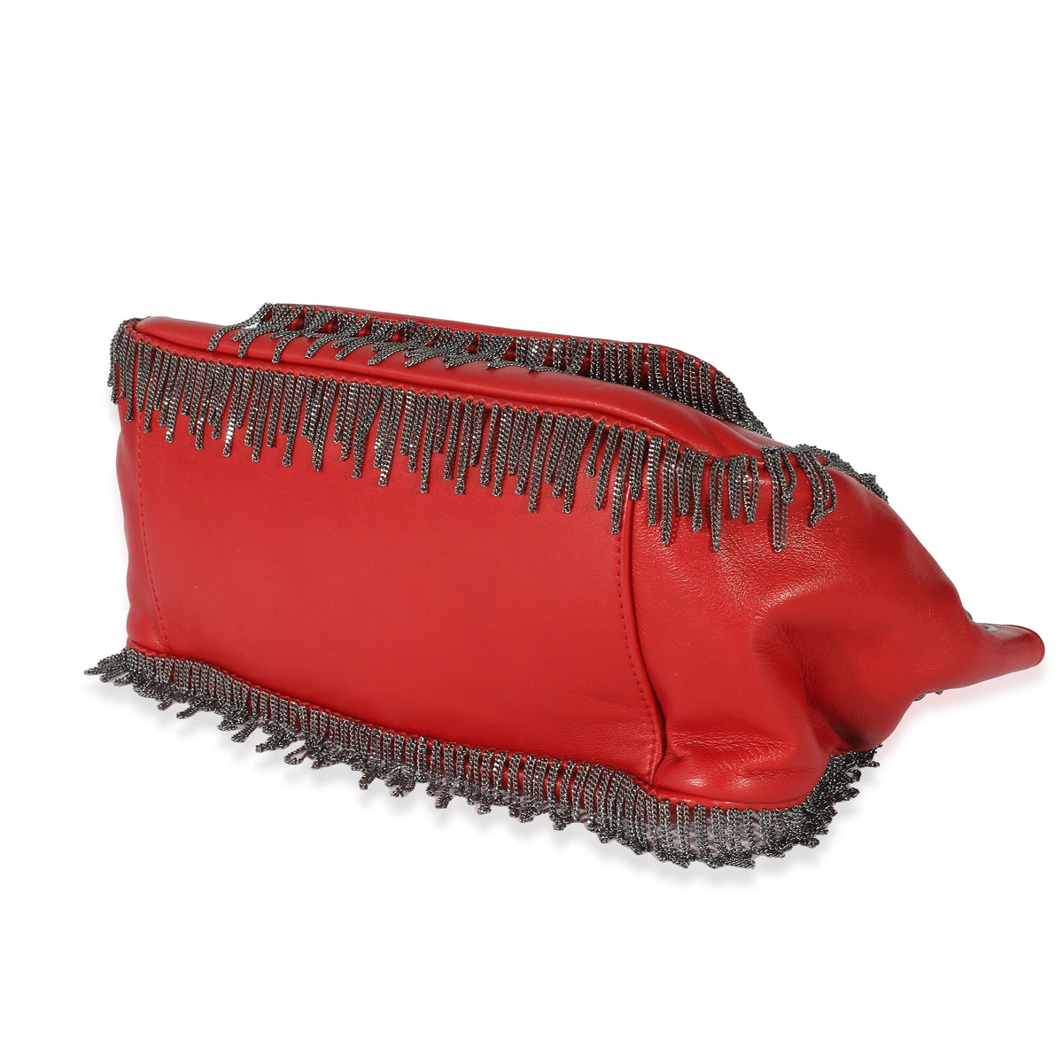 Chanel Red Lambskin Chain Fringe Accordion Flap Bag