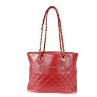 Chanel Metallic Red Quilted Calfskin CC Drawstring Tote