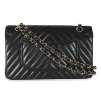 Chanel Black Chevron Lambskin Medium Classic Double Flap Bag