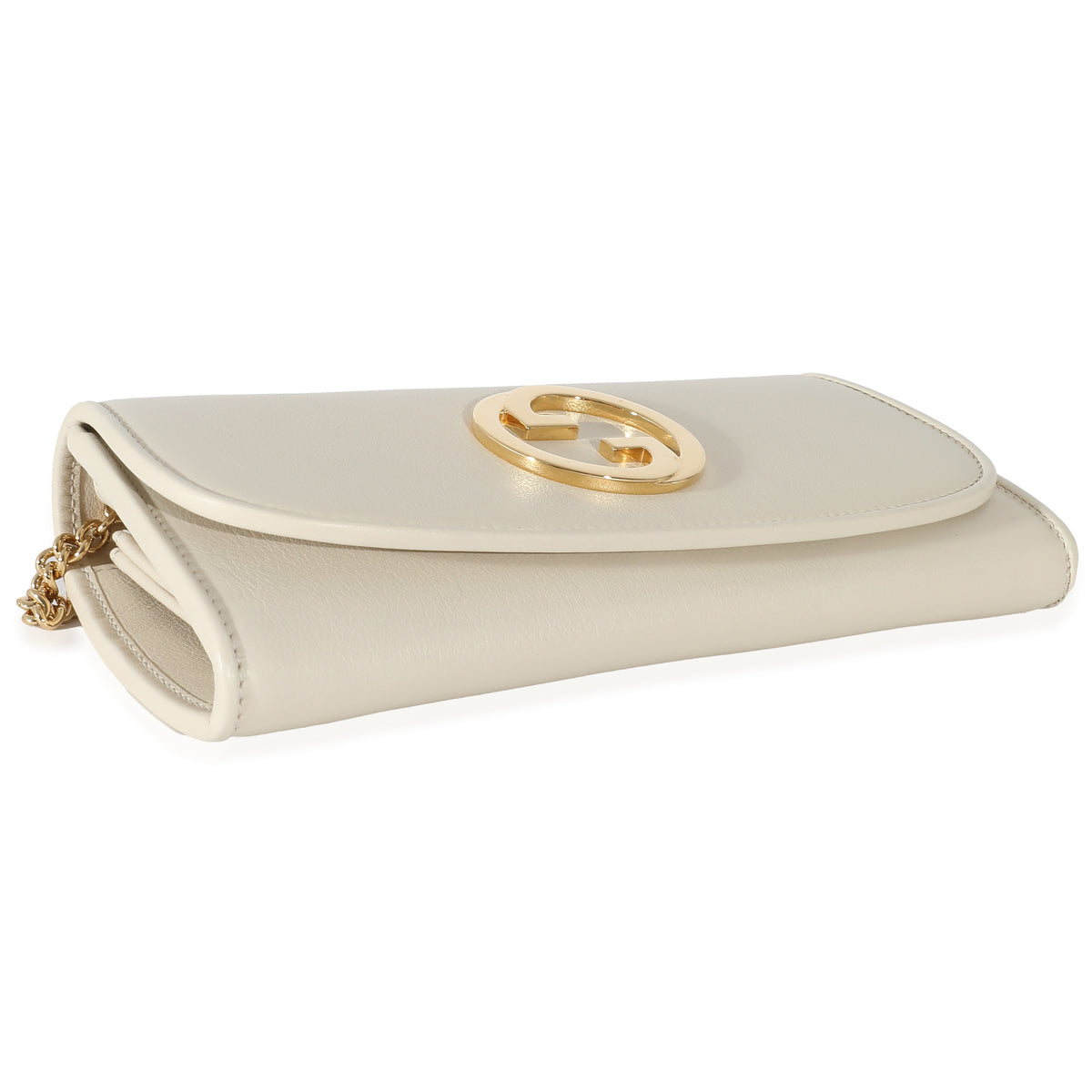 Gucci White Leather Blondie Continental Chain Wallet