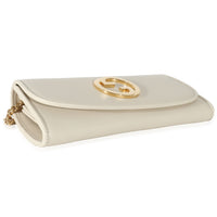 Gucci White Leather Blondie Continental Chain Wallet