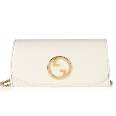 Gucci White Leather Blondie Continental Chain Wallet