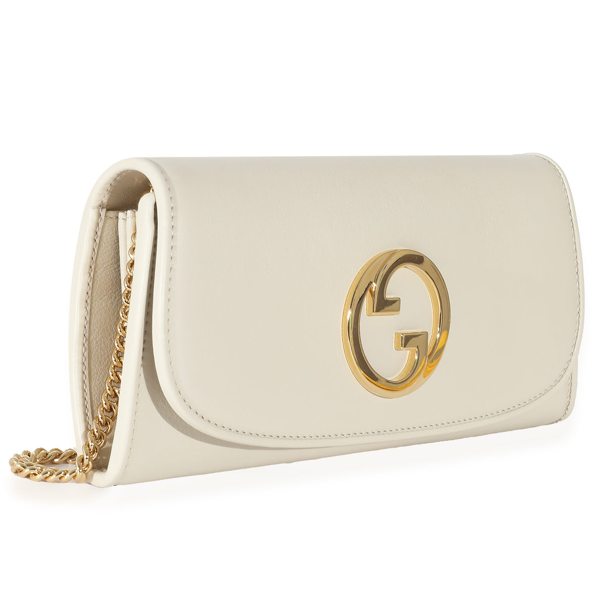 Gucci White Leather Blondie Continental Chain Wallet