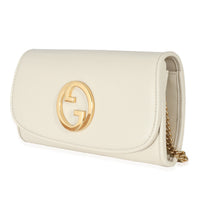 Gucci White Leather Blondie Continental Chain Wallet