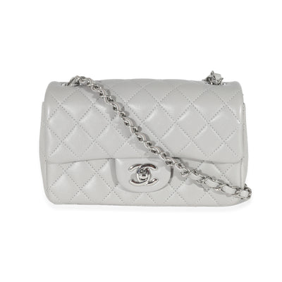 Chanel Gray Quilted Lambskin Mini Rectangular Flap Bag