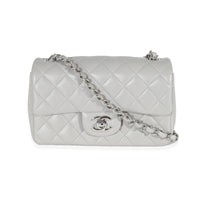 Chanel Gray Quilted Lambskin Mini Rectangular Flap Bag